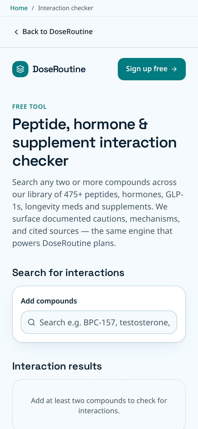 DoseRoutine interaction checker with the compound search ready for two entries DoseRoutine interaction checker with the compound search ready for two entries